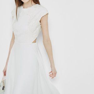 Ted Baker London Lace Appliqué Side Cutout Midi Dress (Ted Baker size 3)